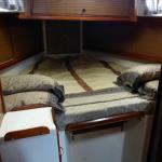 The V-berth, our main cabin.  It has its own head just around the corner.